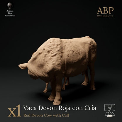 Vaca Devon Roja con cría