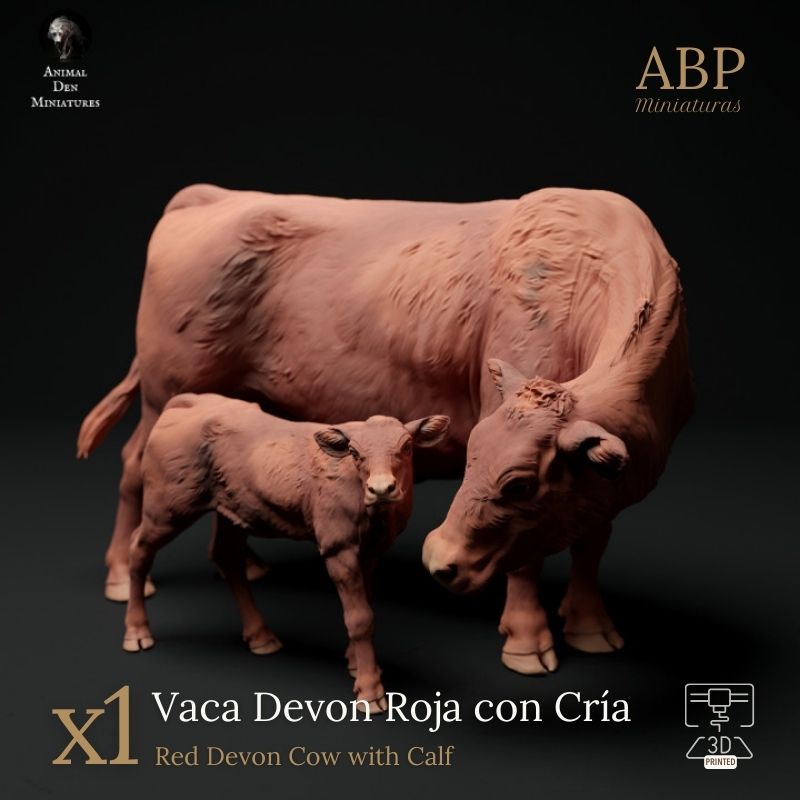 Vaca Devon Roja con cría