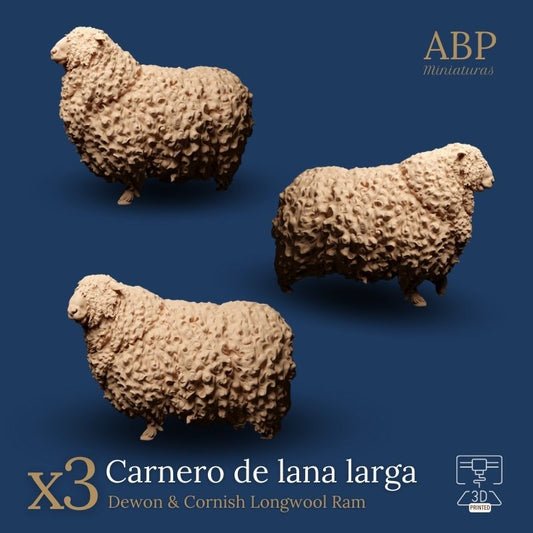 Set de 3 Carnero de lana larga
