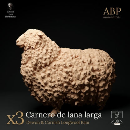 Set de 3 Carnero de lana larga