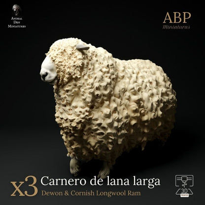 Set de 3 Carnero de lana larga