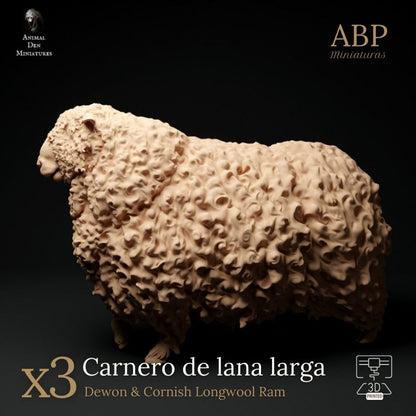 Set de 3 Carnero de lana larga