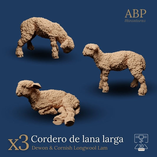Set de 3 Corderos de Lana Larga