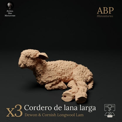 Set de 3 Corderos de Lana Larga