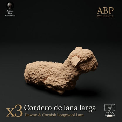 Set de 3 Corderos de Lana Larga