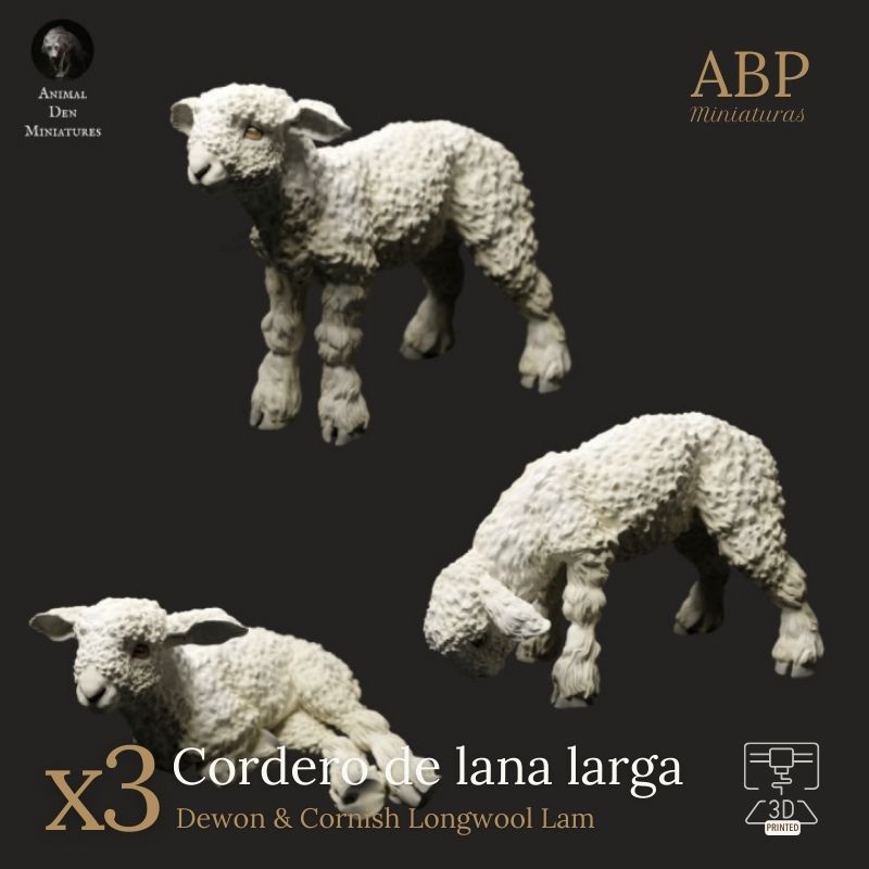 Set de 3 Corderos de Lana Larga