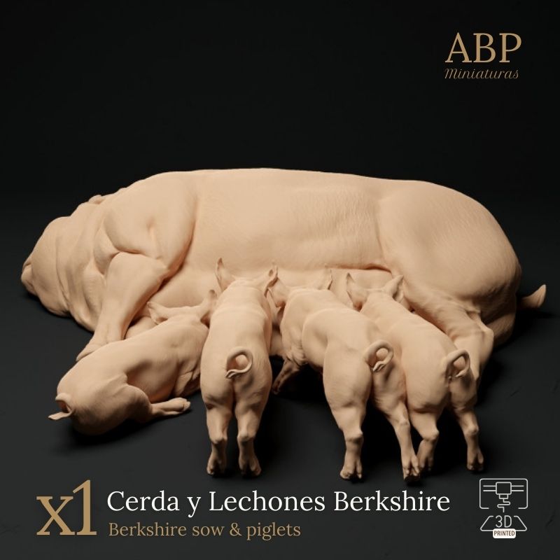 Cerda Berkshire con lechones