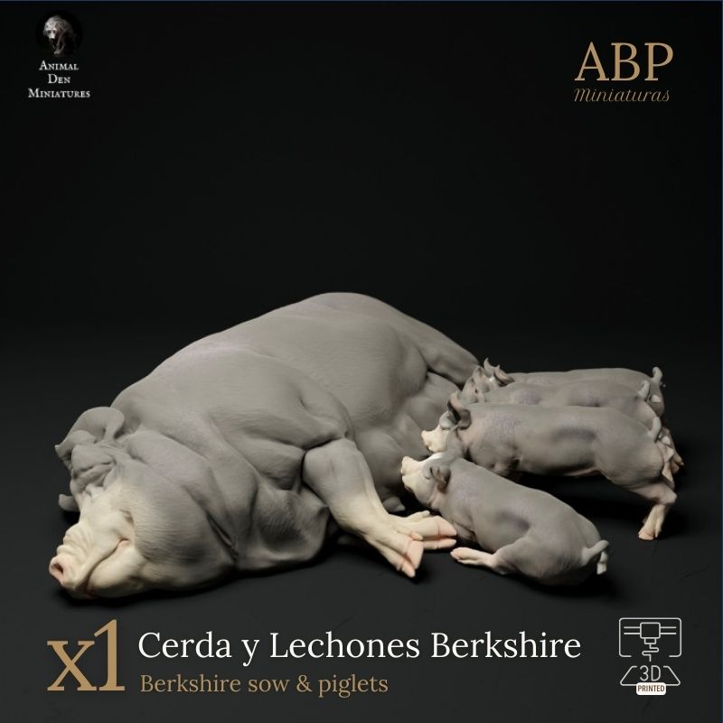 Cerda Berkshire con lechones