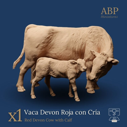 Vaca Devon Roja con cría