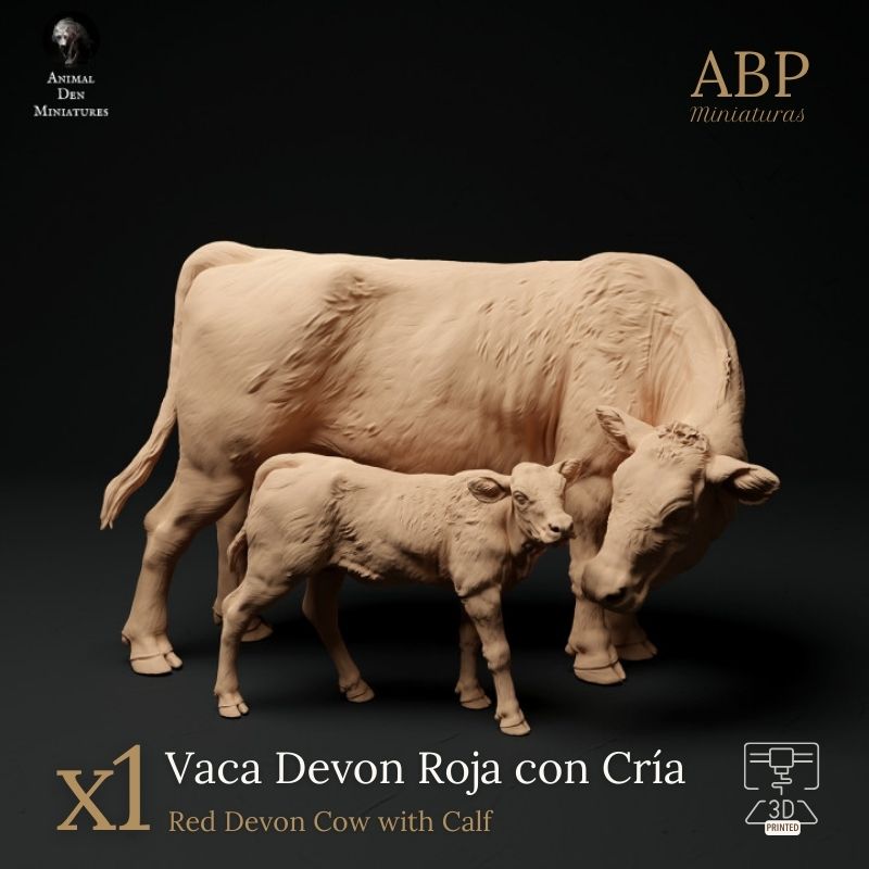 Vaca Devon Roja con cría