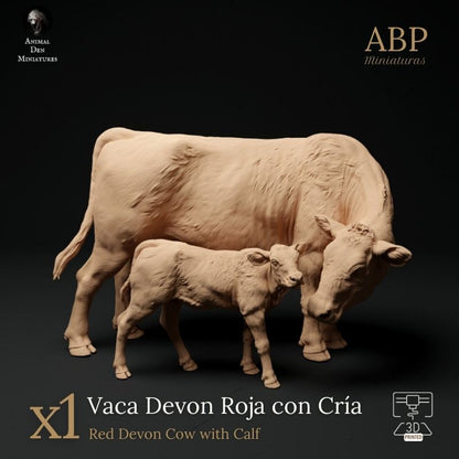 Vaca Devon Roja con cría