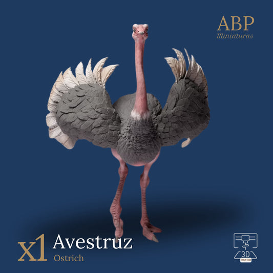 Avestruz con Alas Abiertas